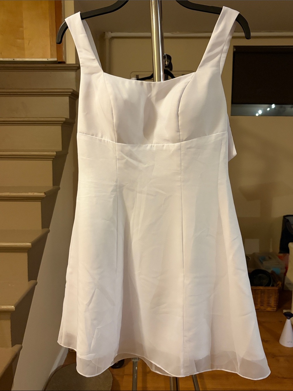 JJs House White Mini A-Line Dress with Wide Straps